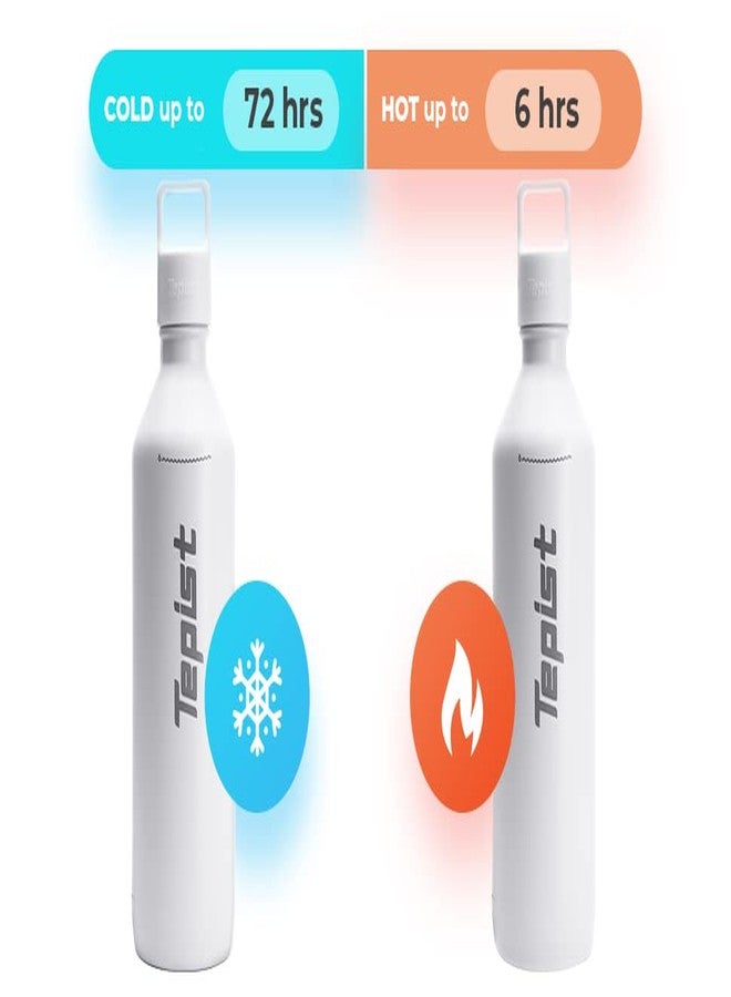 Tepist ThirtyO 30oz Stainless Steel Bottle Compatible with Sodastream Machines | Powder Coated White | Vacuum Sealed | Double Walled | Leak-Proof | Easy to Carry | Reusable Bottle - Image 5